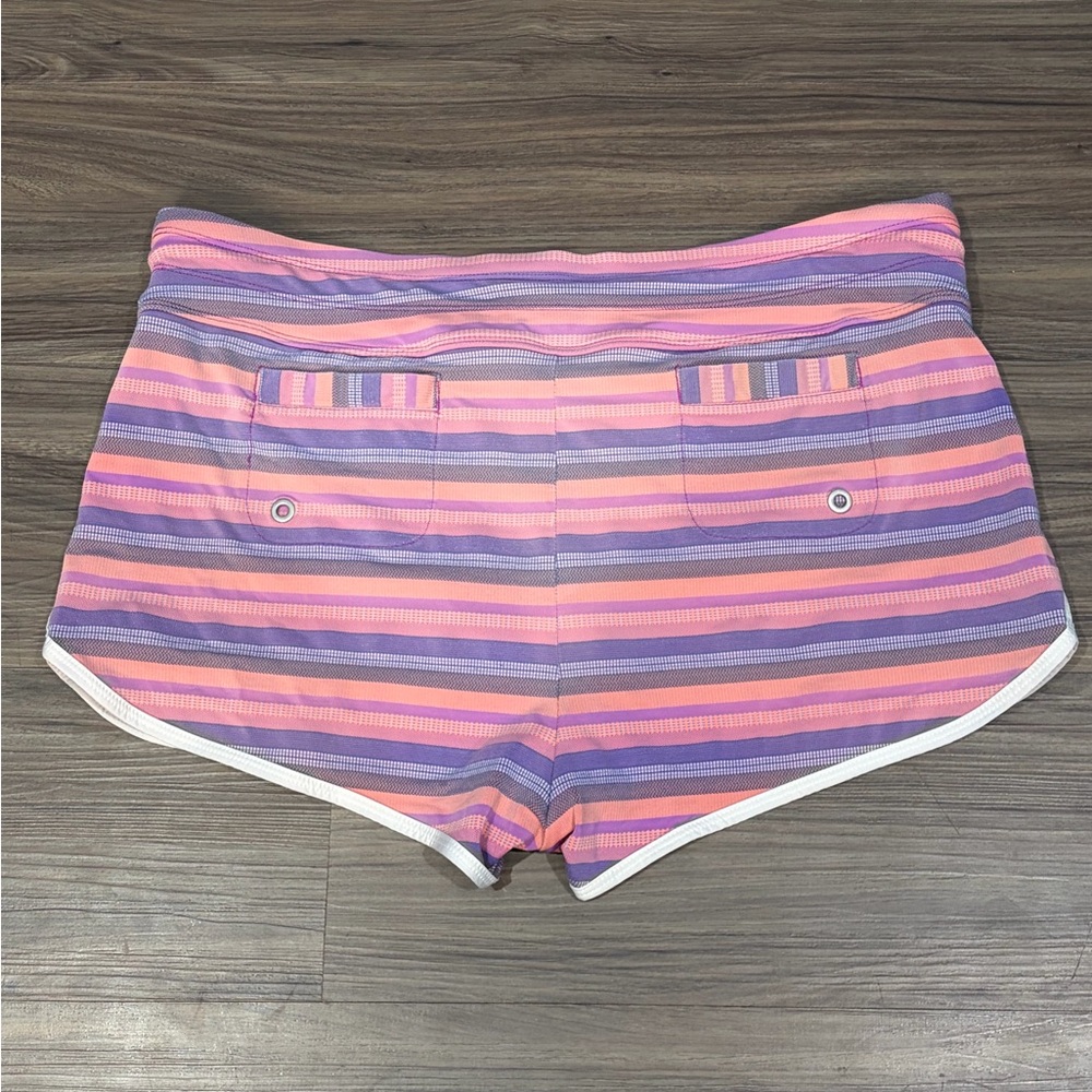 Athleta Pink Purple Striped Swim Drawstring Board Short Shorts Women Size XL - Picture 2 of 16